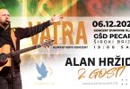 Alan Hržica s gitarom na pozornici, najava koncerta VATRA 6. decembra 2025.