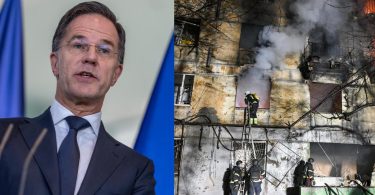 Muškarac u plavoj kravati ispred zastave govori o vojnim pripremama Evrope