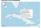 Geografska karta Karipskog mora s označenom lokacijom incidenta blizu Floride i Kube