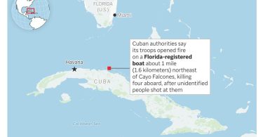 Geografska karta Karipskog mora s označenom lokacijom incidenta blizu Floride i Kube