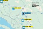 Karta Hercegovine s označenim cestovnim projektima i lokalitetima