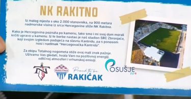 Članak o NK Rakitnu s logotipima kluba i Totalnog nogometa na informativnoj grafici