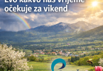 Planinska dolina s travnjacima, cvjetovima i suncem kroz oblake