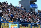 Gpacked stadium stands with Posušje fans cheering during the match against Zrinjski