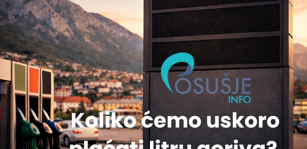 Crna benzinska pumpa s logotipom i cijenama goriva prikazanim na displeju