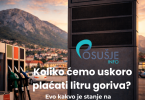 Crna benzinska pumpa s logotipom i cijenama goriva prikazanim na displeju