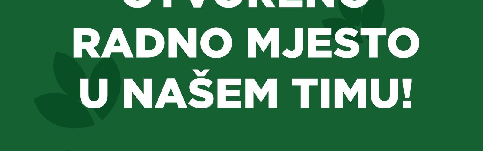 Zelena promocijska baner Sjemenarne s tekstom o otvorenim radnim mjestima