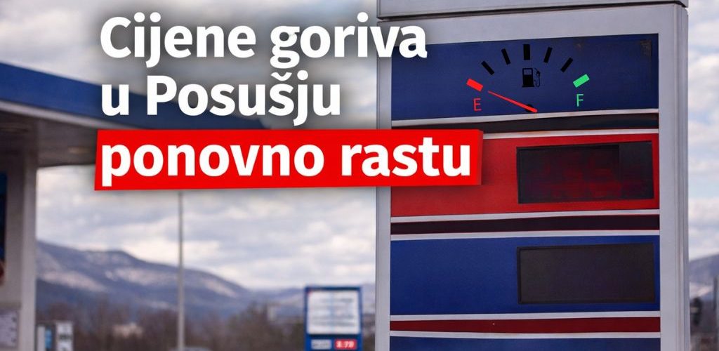 Benzinska crpka sa prikazom cijena goriva na ekranu