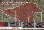 Satelitska snimka s oznakom crvenim linijama pokazujući lokacije zapovjednih centara i rezultate izraelskih zračnih napada u Teheranu