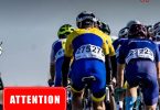 Grupa biciklista u natjecateljskim dresovima vozi se u koloni tijekom Tour of BiH utrke