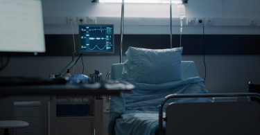 empty hospital ward designed with medical equipment